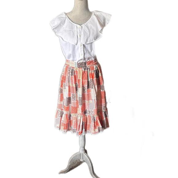 1980 handmade multi pattern knee length skirt - Picture 1 of 6